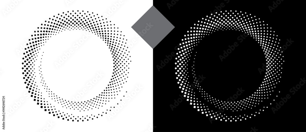 Poster abstract background with rhombuses in spiral. art design spiral as logo or icon. a black figure on a
