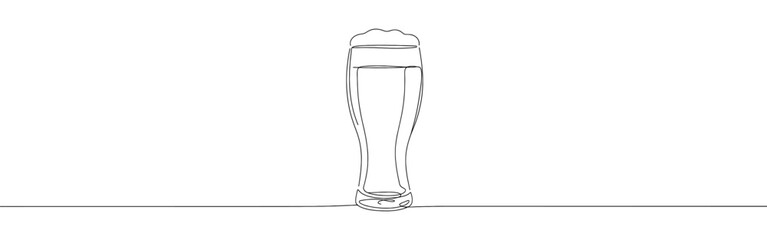 Beer mug continuous one line drawing. Lager beer tankards.