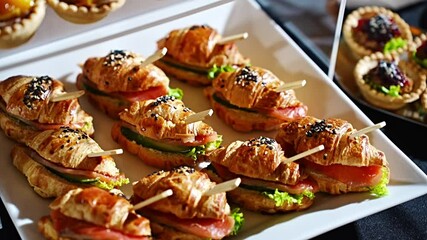 Delicious croissant sandwiches displayed at a gourmet event