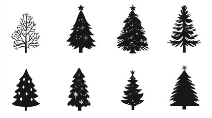 Obraz premium Christmas Tree Silhouettes Collection (3)
