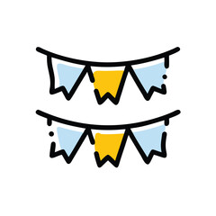 bunting flags party decorations on white background for web and graphic design