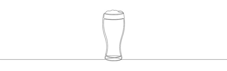Beer mug continuous one line drawing. Lager beer tankards.