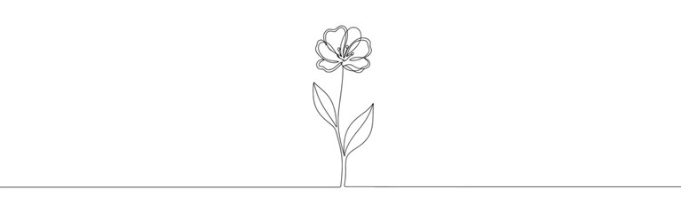 Flower continuous one line drawing. Blooming flower.