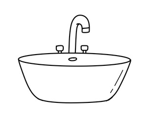Sink hand drawn in doodle style. Vector line art isolated illustration.