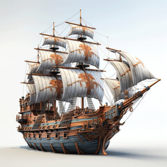 Breathtaking Old Galleon at Sea.