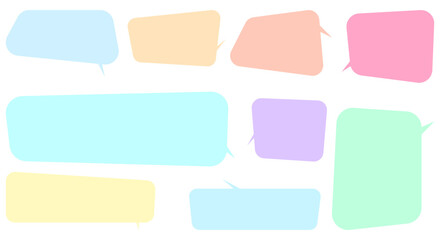 a set of various pastel colored speech bubbles