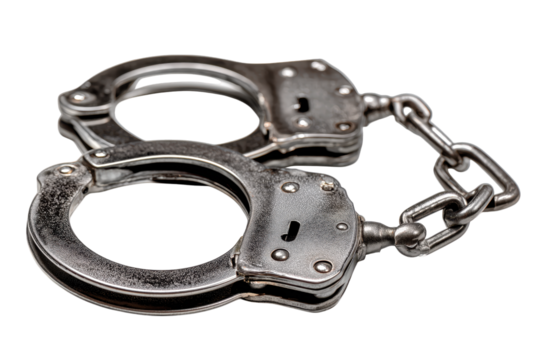 Closeup Of Metal Restraints With Chain On Transparent Background