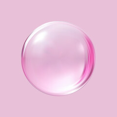 Realistic glossy glass ball.Abstract 3D light bubble with glare.Geometric abstract shape.