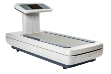 Modern medical scanner with a sleek digital interface isolated with transparent background