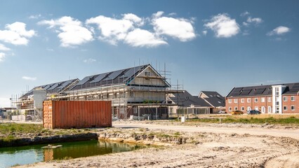 Empty construction site in of family house in the Netherlands