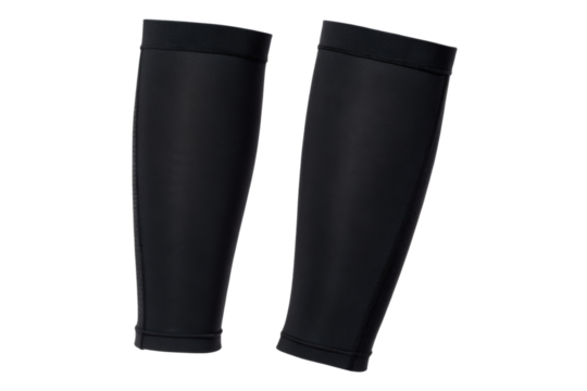Black compression sleeves for leg support and comfort isolated with transparent background