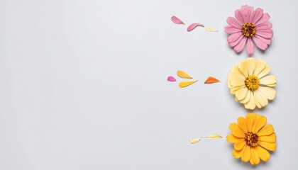 Colorful floral arrangement on plain background nature image minimalist close-up aesthetic design for home decor