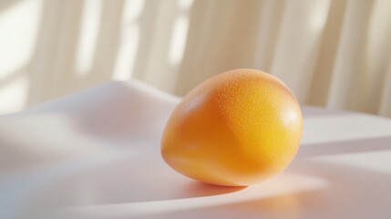 High-resolution close-up of a mango resting on a pristine white surface