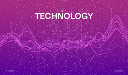 Ai pink tech abstract background with wavy lines, digital particles and cyber tech vibes, ideal for web banners and hi-tech concepts.