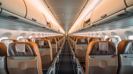 Fototapeta premium Empty Airplane Cabin