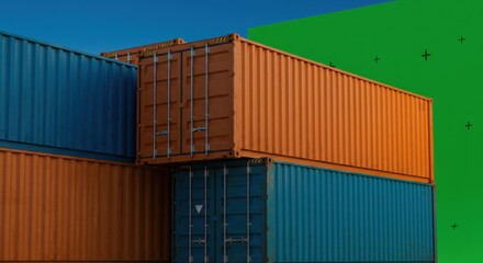 Cargo containers stacked representing global trade and logistics