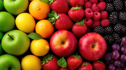 Assorted variety of fresh fruits displayed together showcasing colorful and nutritious options for healthy eating