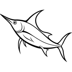 Minimalist Marlin One-Line Vector