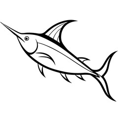 Minimalist Marlin One-Line Vector
