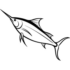 Minimalist Marlin One-Line Vector