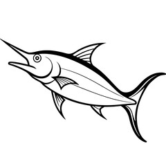 Minimalist Marlin One-Line Vector