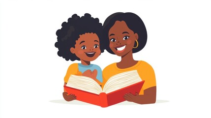 A mother is reading a book with her child, fostering a love for learning