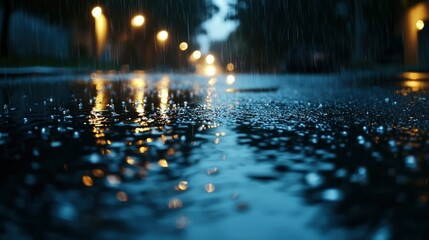 Rainy night street reflections