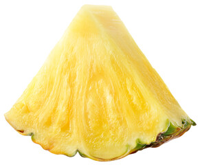 Pineapple slice isolated png. Pineapple on transparent background. Cut pineapple no background. Triangle pineapple slice transparent png. Full depth of field.