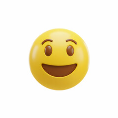 Fototapeta premium Happy Smiley Face Emoji 3D Render of a Smiling Yellow Emoticon