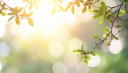 Fototapeta premium Sunlit green leaves in nature outdoor environment photography vibrant atmosphere close-up viewpoint serenity concept