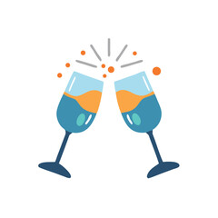 clinking glasses cheers toast on white background for web and graphic design