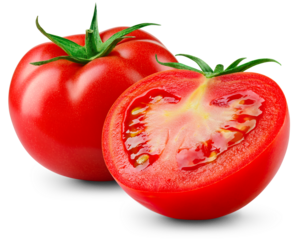 Tomato png. Tomato with a half isolated on transparent background. Perfect retouched png tomato no background. Tomatoes with transparent shadow. Full depth of field.