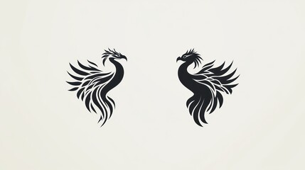 Obraz premium Dragon bird silhouettes, artistic design