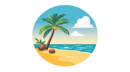 Tropical Beach Scene Illustration (4)