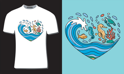 Marine Biology T-Shirt Design with Mockup Template For Print, Poster, Card, Mug, Bag, Invitation And Party.	