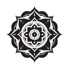 Classic Chakram silhouette, the ancient throwing weapon – Chakram illustration – Minimalist Chakram vector – Weapon silhouette

