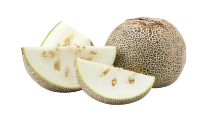 Fresh Chopped Ash Gourd Isolated on White Background for Food Photography