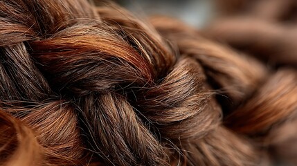 Fototapeta premium Brown hair braid with auburn highlights