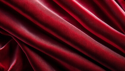 Fototapeta premium crumpled red velvet texture closeup on claret textile fabric background 3 2