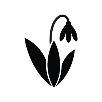 recommend clip art: Snowdrop Flower Silhouette vector icon, Elegant Black Floral Vector for Spring, Nature, and Minimalist Designs