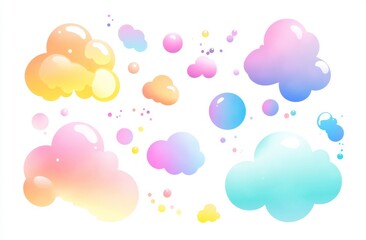 Colorful, pastel-shaded clouds and bubbles