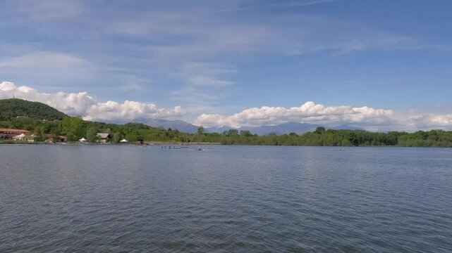 Panoramica sul lago di Candia in Piemonte