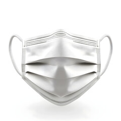 White surgical mask floating on white background