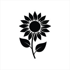sun flower silhouette icon, black vector icon, floral nature vector