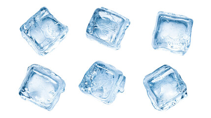 Ice Cubes Collection: Top View Isolated on White Background