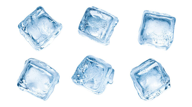 Ice Cubes Collection: Top View Isolated on White Background