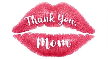 Lip print combined with “Thank you, Mom” text