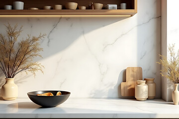 Stylish minimalist kitchen decor showcase modern space photography bright natural light