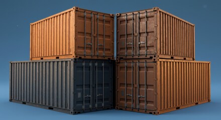 Stacked cargo containers shipping and logistics concept