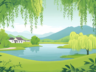 Serene Countryside Lakeside Village